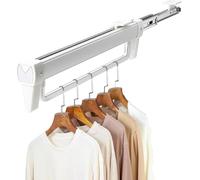 Adjustable Pull Out Hanger Rail Rod,51cm Pull Out Clothes Rail,Extendable Closet Rod For Pants Clothing Storage,Wardrobe Adjustable Clothes Hanger Rail Space Saving, Load 30kg (51cm)