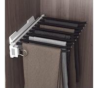 Adjustable Pull-Out Pants Rack with 10/22 Arms Double Row Damping Rails Space-Saving ClosetEfficient Hanging Valet Rod for Maximum Storage Capacity and Easy Access