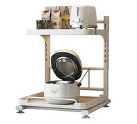 Adjustable Pull Out Rice Cooker Rack Heavy Du Carbon Steel Multi Appliance Sto Shelf with Smooth Gliding Rails Perfect for Microwaves & Air Fryers Space Saving Kitchen