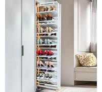 Adjustable Pull-Out Shoe Rack - 8-Tier Retractable Metal Vertical Organizer for Closet, Living Room & Kids' Room - Space-Saving, Easy to Install, 114-126cm, 48cm