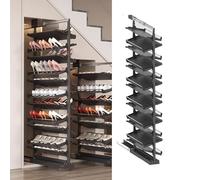 Adjustable Pull-Out Shoe Rack Organizer, Retractable Metal Shelf for Closet & Bedroom, Space-Saving 13 Tiers (68cm) - Durable Black Storage Solution