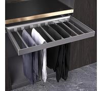 Adjustable Pull Out Trouser Rack for Wardrobe, Space Saving Under Shelf Drawer Clothes Organizer, Metal Slacks Hanger for Closet Washing Machine Cabinet