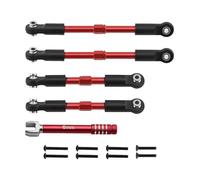 Adjustable Pull Rod For ARRMA 1/10 For GORGON 4X2 For VORTEKS 2WD FURY MEGA 550 QUAKE Metal Turnbuckles Camber Links Toe Set Linkage Upgrade Parts(Red)