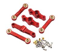 Adjustable Pull Rod For Tamiya For TT02 For TT-02 TT-02D 1/10 Metal Aluminum Ball Bearing Crank Steering Assembly Link Set RC Drift Car Parts(Red)