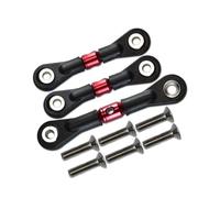 Adjustable Pull Rod For TAMIYA For TT02 TT02T For TT01 TT01E TT01D 1/10 3pcs Alloy Adjustable Tie Rod Links Steering Rods RC Crawler Car Parts(Red)