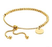 Adjustable Pull Tab Bracelet Featuring Blank Charm and Beads for Men and Women, Zinc Alloy Construction Designed for Comfort and All-Day Wear (Gold)