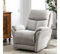 Adjustable Pull-tab Recliner with Side Storage Pocket, Padded Cushions, High-back Armchair for the Elderly, 82L x 86W x 99H cm, Gray Aosom UK