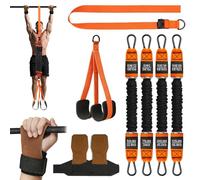 Adjustable Pull Up Assistance Bands Set for Home Gym,Heavy Duty Resistance Bands for Pull Up Bar,Wrist Straps,Stable Feet Rest,Upper Body Strength Training,Portable Fitness Workout Equipment,Men&Women