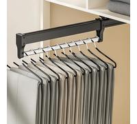 Adjustable PullOut Clothes Hanger Rack HeavyDuty Extendable Trouser Hangers SpaceSaving Storage Solution for Wardrobe Ties & Trousers Black 35cm
