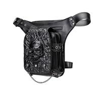Adjustable Punk Waist Pack for Cycling Camping Skull Design Belt Bag with Detachable Strap & Multipocket Storage Waist Pack