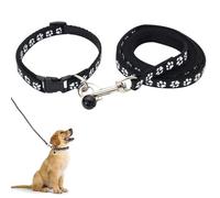 Adjustable Puppy Collar and Lead Set, Soft Paw Print Collar for Small and Medium Dogs and Cats