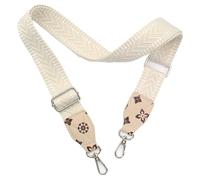Adjustable Purse Strap with Beige Leather End - 1.5" Wide Handbags, Camera, Guitar, Phone & Crossbody Bag Replacement Shoulder Straps(Silver Hardware)