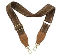 Adjustable Purse Strap with Brown Leather End - 1.5" Wide Handbags, Camera, Guitar, Phone & Crossbody Bag Replacement Shoulder Straps(Gold Hardware)