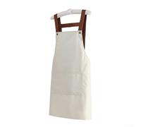 Adjustable PVC Apron with Waterdrop Resistant and Two Large Storage Pockets for Cooking, Baking, Crafting and Gardening Tasks(Beige)