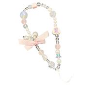 Adjustable PVC Phone Lanyard Crystal Beads Bend Decorative Camera Key Ring Band Comfortable Feather Design PVC Phone Jewelry Band