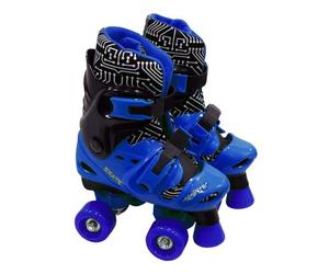 Adjustable Quad Skates Medium Black/Blue Padded Liner 4Wheel Outdoor ComfortFoam
