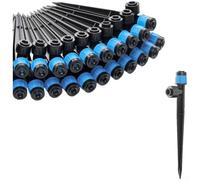 Adjustable Quick Connect Garden Sprinkler 360 Degree Spray Drip Irrigation System With Removable Heads For Lawn Flower Bed Vegetable Plant Watering Light Blue 30 Pieces(D)