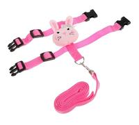 Adjustable Rabbit Harness Leash Set, Pink Polyester | Guinea Pig Use, Walking and Running, Reduces Pulling Pressure, Small Animal Fit, Simple Two-piece Pack