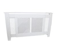 Adjustable Radiator Cover White MDF Trellised Grill Modern Cabinet Shelf 1400mm - 1920mm
