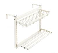 Adjustable Radiator Drying Rack For Home Laundry, Heat Resistant Iron Clothes Airer With Mesh Base And Hanging Bar, White Metal Towel Warmer Shelf Fits 0 To 13.5 Cm Gaps, Space Saving Foldable Design
