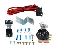 Adjustable Radiator Fan Thermostat, 12V Electric Cooling Control Kit | Adjustable Radiator Fan Thermostat, 12V Electric Cooling Control Relay Kit, 60A, Stainless Steel Probe, 32-248°F