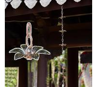 Adjustable Rain Chain for Downspout, Lily Design Water Chain, Unique Outdoor Flower Rain Catcher for Eaves Drainage, 24m (78ft) Length for Garden Decoration