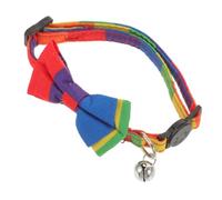 Adjustable Rainbow Bow Tie PET Collar for Cats and Small Dogs Decorative PET Accessory Bell Cute and Portable Kitten Neck Collar