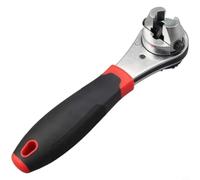 Adjustable Ratchet Wrench 6-22mm, Multi-Position Open-End Spanner Tool | Knurled adjustment wheel moves the jaw in precise steps. Ratcheting action speeds up repetitive fastening.