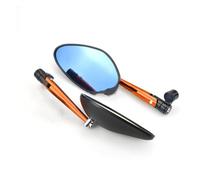 Adjustable Rear View Mirror CNC Aluminum Motorcycle Rear View Mirrors Large Blue Glass Handlebar Mirror Universal For