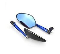 Adjustable Rear View Mirror CNC Aluminum Motorcycle Rear View Mirrors Large Blue Glass Handlebar Mirror Universal For