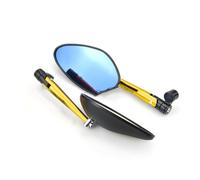 Adjustable Rear View Mirror CNC Aluminum Motorcycle Rear View Mirrors Large Blue Glass Handlebar Mirror Universal For