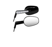 Adjustable Rear View Mirror Motorcycle Black Chrome Rearview Mirrors Universal Transparent Glass Turn Signal Run Light Side Mirror For