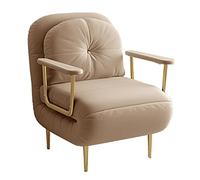 Adjustable Reclining Sofa Bed 6Position Backrest Khaki 190x68cm Multifunctional Armchair for Living Room & Bedroom with Comfortable Mattress Included