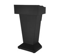 Adjustable Red Metal Podium - Curved Lectern with Sturdy Iron Base Ideal for Conferences Events and Modern Reception Areas - Versatile Presentation Stand