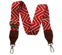 Adjustable Red Purse Strap with Brown Leather End - 1.5" Wide Handbags, Camera, Guitar, Phone & Crossbody Bag Replacement Shoulder Straps(Silver Hardware)