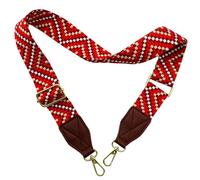 Adjustable Red Purse Strap with Brown Leather End - 1.5" Wide Handbags, Camera, Guitar, Phone & Crossbody Bag Replacement Shoulder Straps(Gold Hardware)