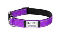 Adjustable Reflective Dog Collar Nylon Custom Engraved Name ID Tag Personalized(Black 4,S 25-38cm)