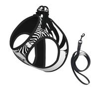 Adjustable Reflective Dog Harness Vest, Breathable Pet Walking Harness With Accessories Leash, Abstract Animal Zebra Print, Secure No-Slip, Escape Proof, Step-in Pet Vest for Puppy, Cats, S