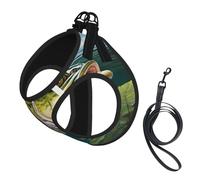 Adjustable Reflective Dog Harness Vest, Breathable Pet Walking Harness With Accessories Leash, Bass Fishing Print, Secure No-Slip, Escape Proof, Step-in Pet Vest for Puppy, Cats, L