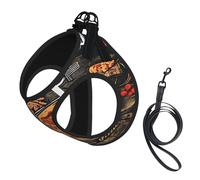 Adjustable Reflective Dog Harness Vest, Breathable Pet Walking Harness With Accessories Leash, Chef Pizza Print, Secure No-Slip, Escape Proof, Step-in Pet Vest for Puppy, Cats, M