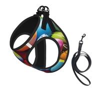 Adjustable Reflective Dog Harness Vest, Breathable Pet Walking Harness With Accessories Leash, Eggs Print, Secure No-Slip, Escape Proof, Step-in Pet Vest for Puppy, Cats, S