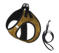 Adjustable Reflective Dog Harness Vest, Breathable Pet Walking Harness With Accessories Leash, Egypt Hieroglyphics, Secure No-Slip, Escape Proof, Step-in Pet Vest for Puppy, Cats, L