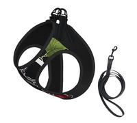 Adjustable Reflective Dog Harness Vest, Breathable Pet Walking Harness With Accessories Leash, gothic black roses, Secure No-Slip, Escape Proof, Step-in Pet Vest Harnesses for Puppy, Cats, L