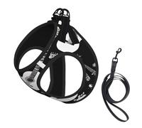 Adjustable Reflective Dog Harness Vest, Breathable Pet Walking Harness With Accessories Leash, Guitar pattern, Secure No-Slip, Escape Proof, Step-in Pet Vest Harnesses for Puppy, Cats, L
