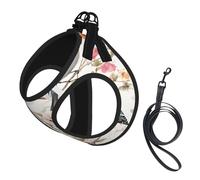 Adjustable Reflective Dog Harness Vest, Breathable Pet Walking Harness With Accessories Leash, Japanese Pine & Birds, Secure No-Slip, Escape Proof, Step-in Pet Vest Harnesses for Puppy, Cats, S