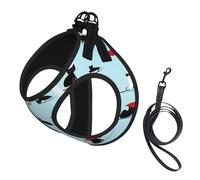 Adjustable Reflective Dog Harness Vest, Breathable Pet Walking Harness With Accessories Leash, Parisian Dachshund Print, Secure No-Slip, Escape Proof, Step-in Pet Vest for Puppy, Cats, L