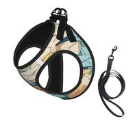 Adjustable Reflective Dog Harness Vest, Breathable Pet Walking Harness With Accessories Leash, Postal Stationery Print, Secure No-Slip, Escape Proof, Step-in Pet Vest for Puppy, Cats, M