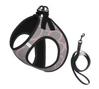 Adjustable Reflective Dog Harness Vest, Breathable Pet Walking Harness With Accessories Leash, Quatrefoil Grey Print, Secure No-Slip, Escape Proof, Step-in Pet Vest for Puppy, Cats, L