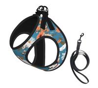 Adjustable Reflective Dog Harness Vest, Breathable Pet Walking Harness With Accessories Leash, Sweet Basset Hound Florals, Secure No-Slip, Escape Proof, Step-in Pet Vest Harnesses for Puppy, Cats, S