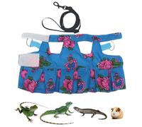 Adjustable Reptile Harness Set - Escape Proof Soft Walking Vest For Bearded Dragon Lizard Guinea Pig Ferret Small Animal Outdoor Training Traction Rope